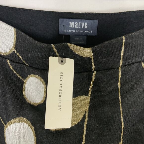 Anthropologie Maeve Craspedia Skirt Midi Tulip Hem XXS Black Gold Glam Party NWT - Picture 7 of 7